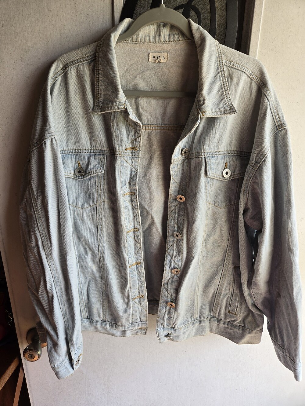 POL Light Wash Premium Denim Jean Jacket - Pale Blue